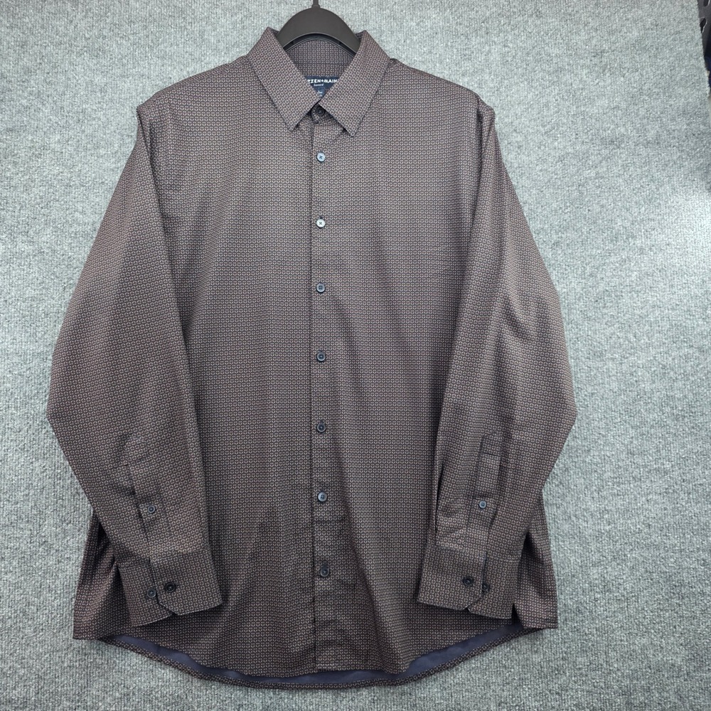 Mizzen + Main Leeward Performance Dress Shirt Mens L Classic Fit Geometric Print